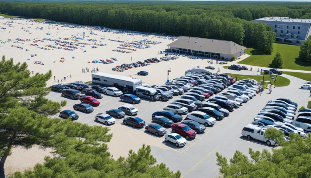 Parking at Warren Dunes State Park